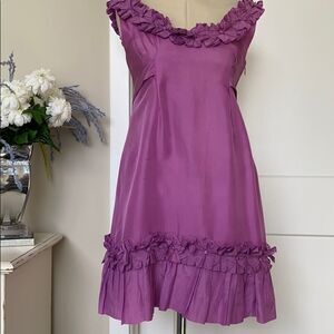 Yoana Baraschi Mini Dress Ruffle‎ Bow Silk Shift Barbie Pink  4